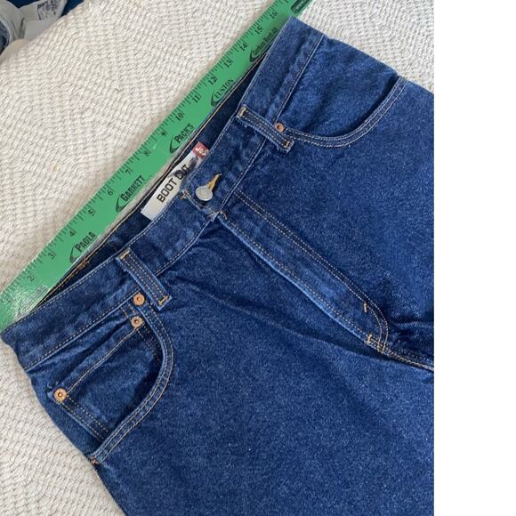 Levis 517 Jeans Men Boot Cut Blue Dark Wash Denim Cotton 35x30 Hemmed Leg 28" - Picture 9 of 11